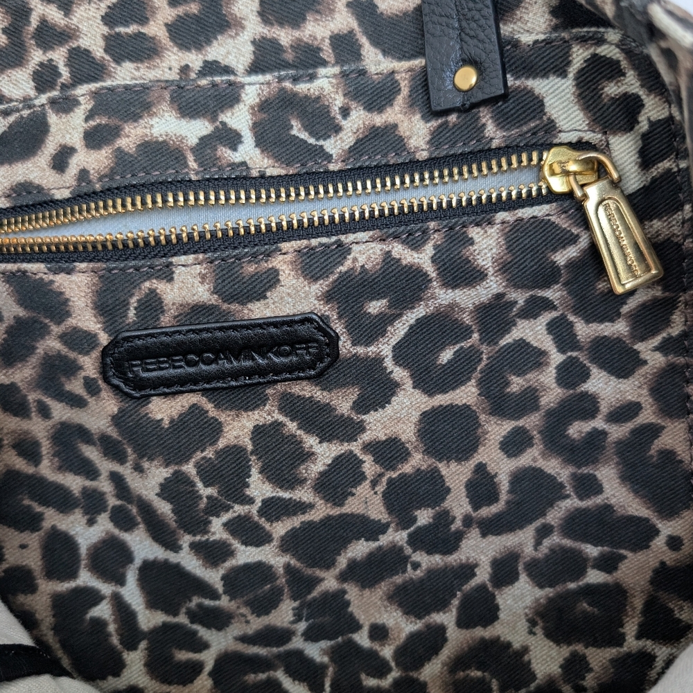 Rebecca Minkoff Leopard Animal Print Tote Bag with Pebbled Leather Accents - Picture 13 of 16